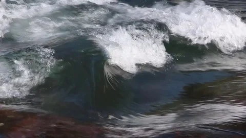 Water flowing in the river in spring Stock Footage 74654703
