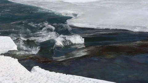 Water flowing in the river in spring Stock Footage 74655317