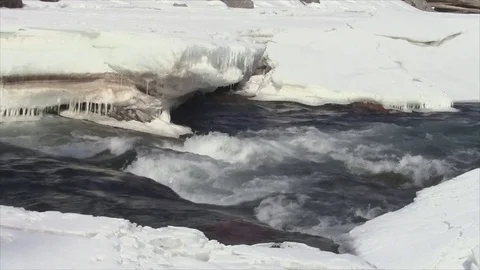 Water flowing in the river in spring Stock Footage 75717582