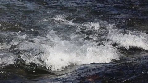 Water flowing in the river in spring Stock Footage 75717758