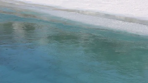 Water flowing in the river in spring Stock Footage 77260279