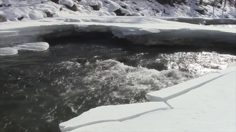 Water flowing in the river in spring, Ursul River, Altai, Russia Stock Footage 75717163