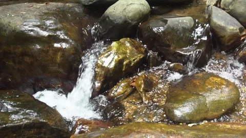 Water flowing into the rocks Video stock 306612605