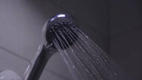 Water Flowing from Showerhead Stock Footage 280550472