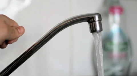 Water flowing from the tap – open close Stock Footage 34204207