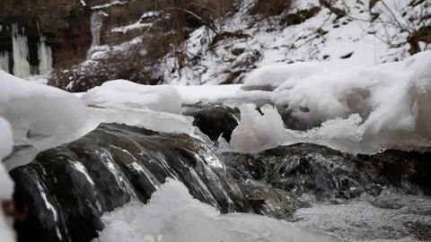 Water Flowing in Thawing River Stock Footage 100978558