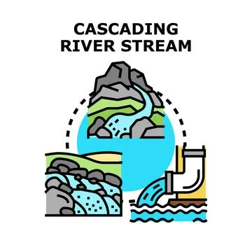 Water flowing through different natural and artificial channels Stock Illustration