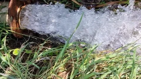 Water flowing through pipe irrigating farm Vídeos de archivo 234100770