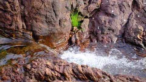 Water flowing through rocks Stock Footage 215556245