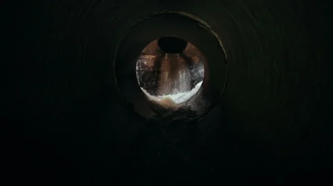 Water flowing through the sewerage Stock Footage 67986868