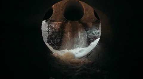 Water flowing through the sewerage Stock Footage 67987353