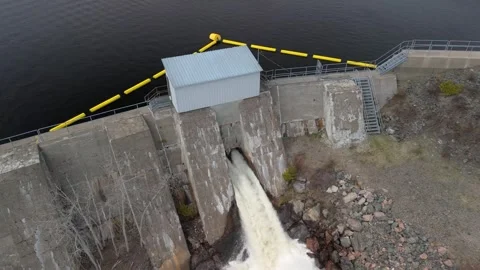 Water Flowing Through Sluice Gate In A Dam Stock Footage 336024573