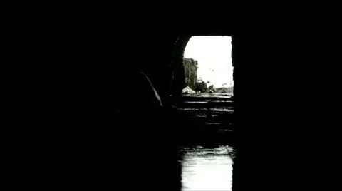 Water Flowing Into Tunnel Stock Footage