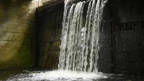 Water flowing from a waterfall Stock Footage 130198438
