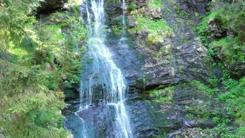 Water flowing from a waterfall through forest nature in the Czech Republic. Stock Footage 148049478