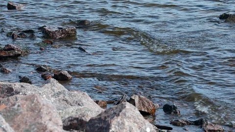 Water flows across the stone Stock Footage 95668775