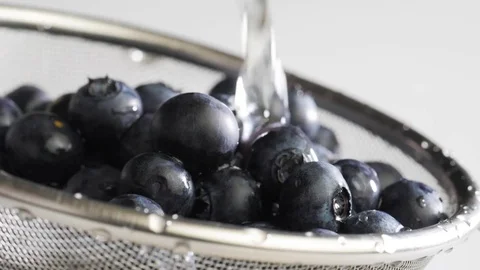 Water flows on blueberry Stock Footage 84975695