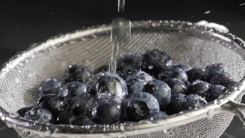 Water flows on blueberry Stock Footage 84976537