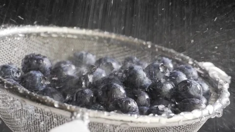 Water flows on blueberry Stock Footage 84976600