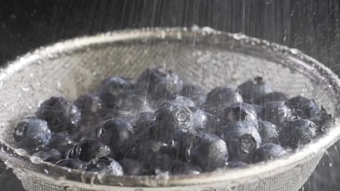 Water flows on blueberry Stock Footage 84976764