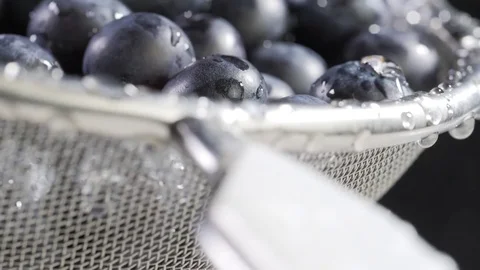 Water flows on blueberry Stock Footage 84976881