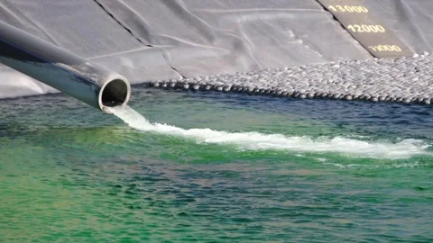 Water flows into the cyanide pool Stock Footage 293952801