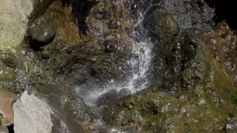 Water flows down the river wall Stock Footage 287287200