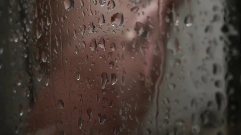 Water flows down shower stall Stock Footage 128995324