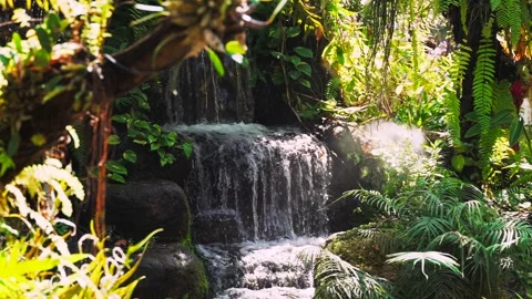 Water flows down waterfalls creating fast flow and foam 動画素材 301754731