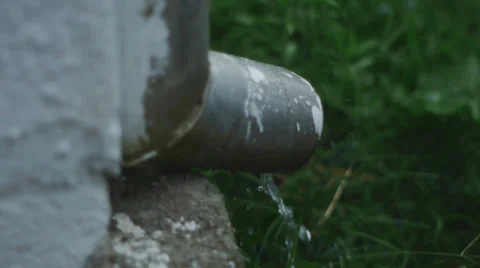 Water Flows From The Downspout 1 Stock Footage 30366911