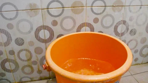 Water flows from the faucet Stock Footage 244704847