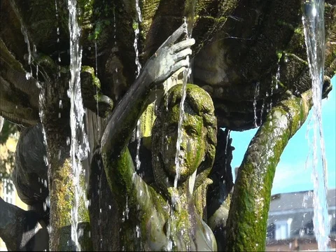 Water flows from a fountain Stock Footage 80316683