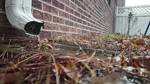Water Flows From Gutters During Rain Storm Stock Footage 299079555