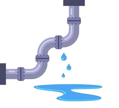 Water flows from iron pipes. Stock Illustration