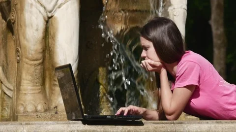 Water flows into a laptop Stock Footage 63113048