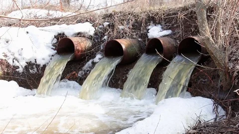 Water flows from large pipes | Stock Video | Pond5