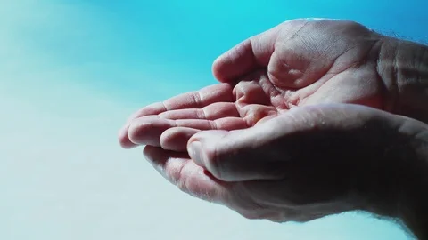 Water flows into palms of the hand Video stock 83841754