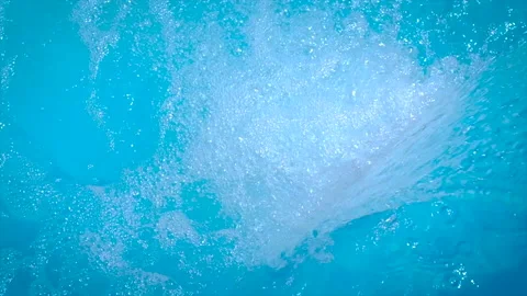 Water flows in the pool. Selective focus. Stock Footage 199019946