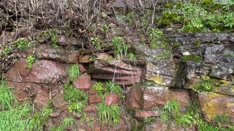Water flows from rocks Stock Footage 131868479