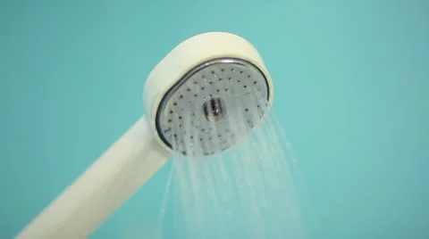 Water Flows from the Shower Stock Footage 10920720