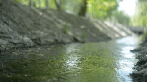 The Water Flows Into a Small River Stock Footage 64959831