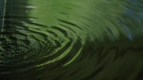 Water flows into a swimming pool against a background of green lighting Stock Footage 273786101