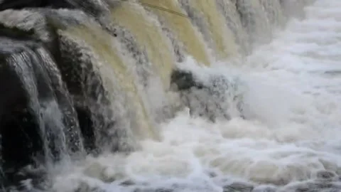 Water flows through the dam Stock Footage 169524040