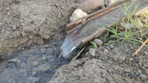 Water Flows through Irrigation Channel Stock Footage 311715543