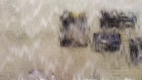 Water flows through the window Stock Footage 70642655