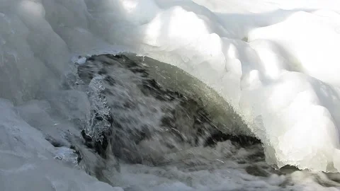 Water flows from under the ice Video stock 149377941