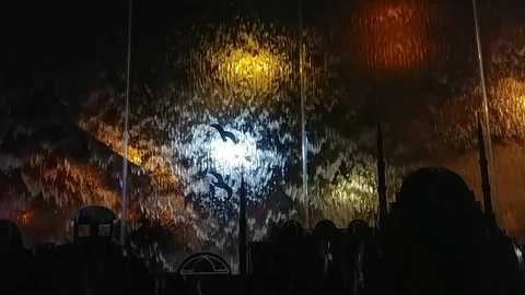Water flows on a wall dark night colors Stock Footage 86362454