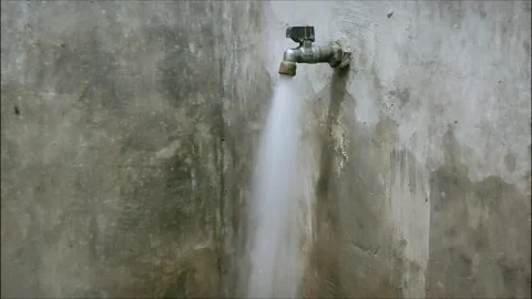 Water flows from the water tap Stock Footage 272737670