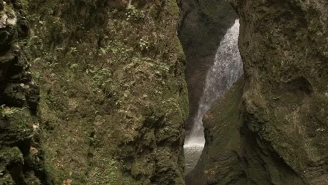 Water flows from a waterfall, slow motion. Stock Footage 230650825