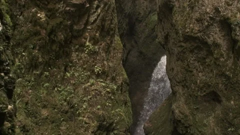 Water flows from a waterfall, slow motion. Stock Footage 230650902